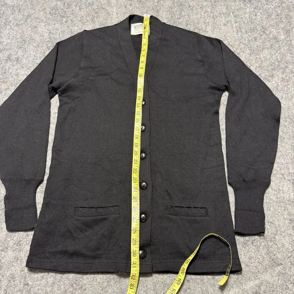 Vintage 50s 60s Coleman Black Worsted Wool Letterman Cardigan Sweater Small